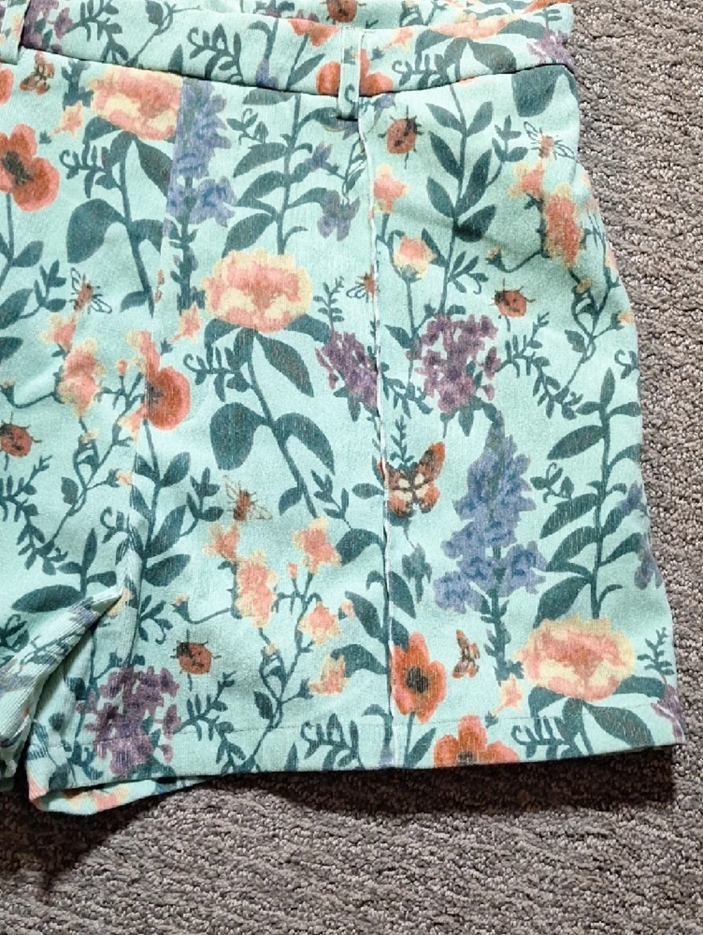 Cider Mint Floral Overalls with Orange Blooms - Picture 6 of 12